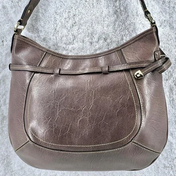 Liz Claiborne Vintage Taupe Faux Leather Hobo  Shoulder Bag - Picture 15 of 16